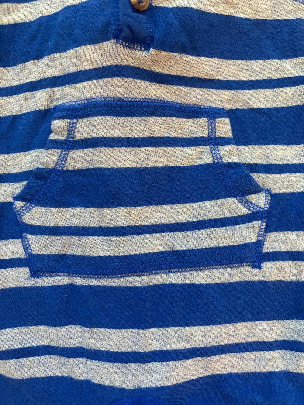 Tucker + Tate Blue and Gray Striped Hooded Baby Romper